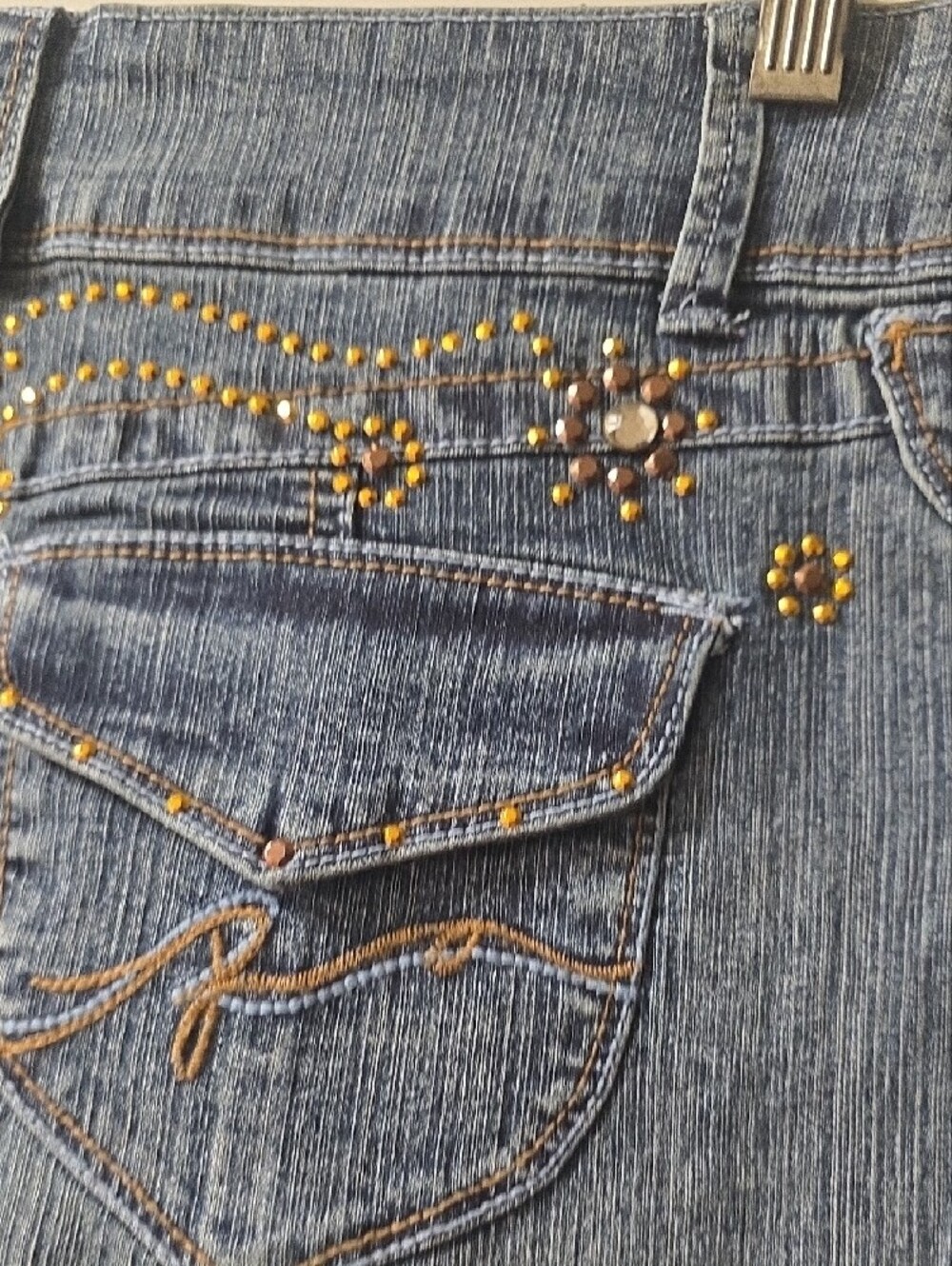 Rewind Blue Denim Flare Skirt with Stud Detail Size 5 - Picture 6 of 11